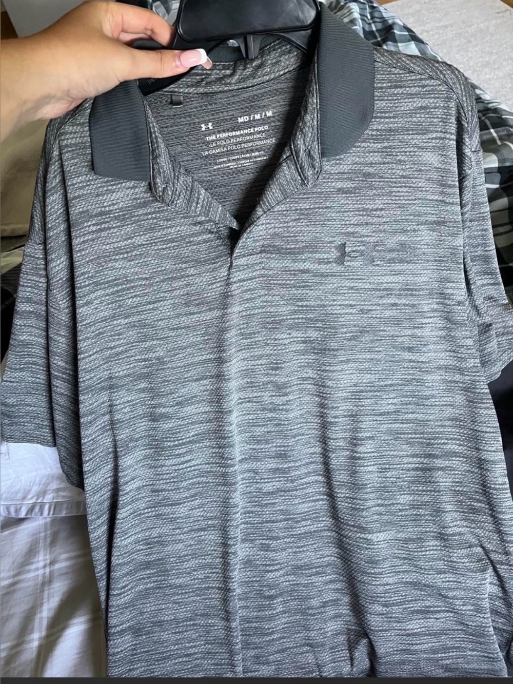 Under Armour gray heathered polo shirt